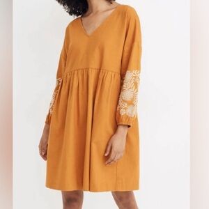 Madewell linen embroidered dress